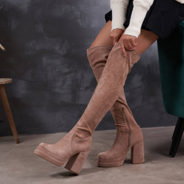 Brown over the on sale knee heel boots